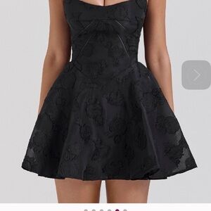 House of cb black corset floral mini dress med